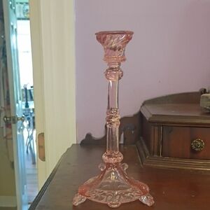 Beautiful Vintage Valleryslhal Portieux Bavard Pink Candlestick